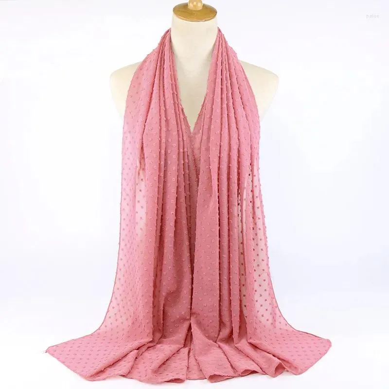 Roupas étnicas luxuey pom bubble chiffon hijab lenço mulheres shawl long wrap wrap na bandana muçulmana maxi islâmica sjaal 180 70cm