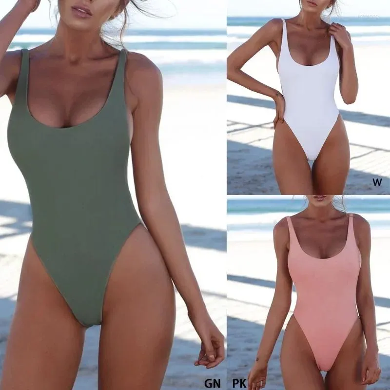 Swimwear féminin 2024 Sexie de maillot de bain en une seule pièce Solid Bikini Backless White One Piece Femmes