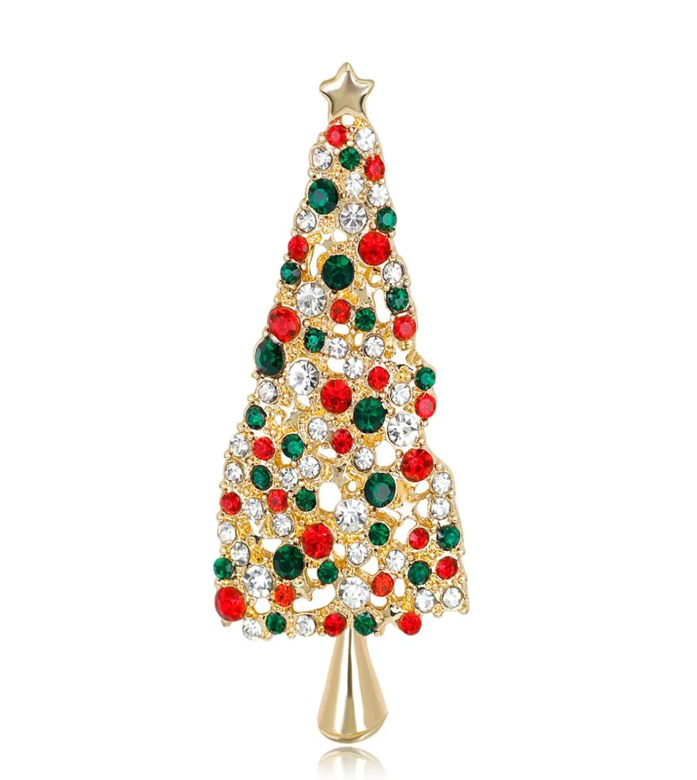 Hoogwaardige kerstboombroches Pinnen met kristal voor vrouwen Mannen Kinderen Merry Xmas Gift Rhinestone Badge hele mode J5590993