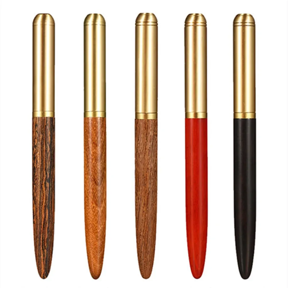 Pens 16Pcs Luxury Retro Wood Bronze Fountain Pen Business Writing Art Calligraphy Ink Pens 0.5mm School Office Stationery Gift Pens