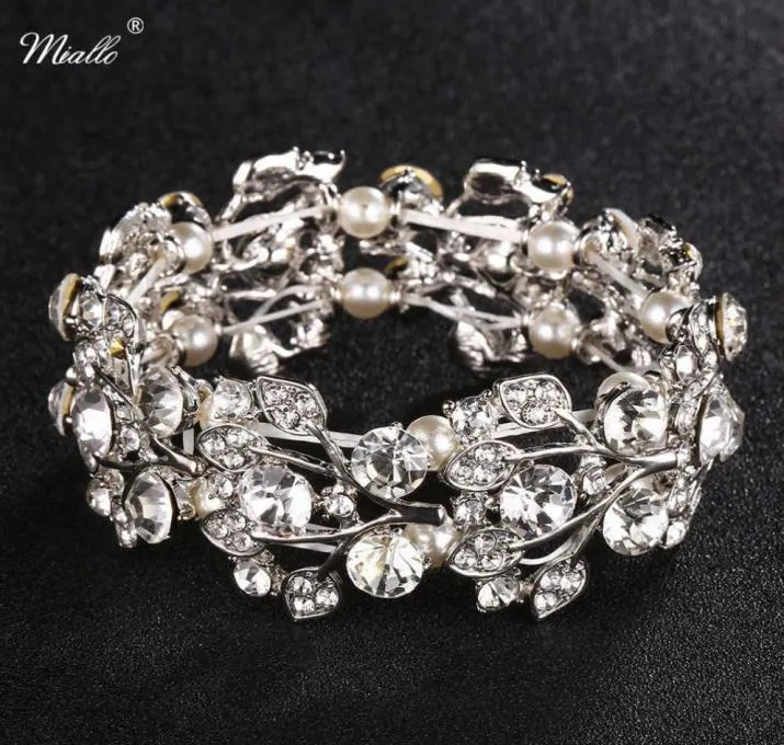 Miallo Rhinestone Alloy Bracelets Bangles Fashion Wedding Women Jewelry Accessories Bride Bangles Q07177646097