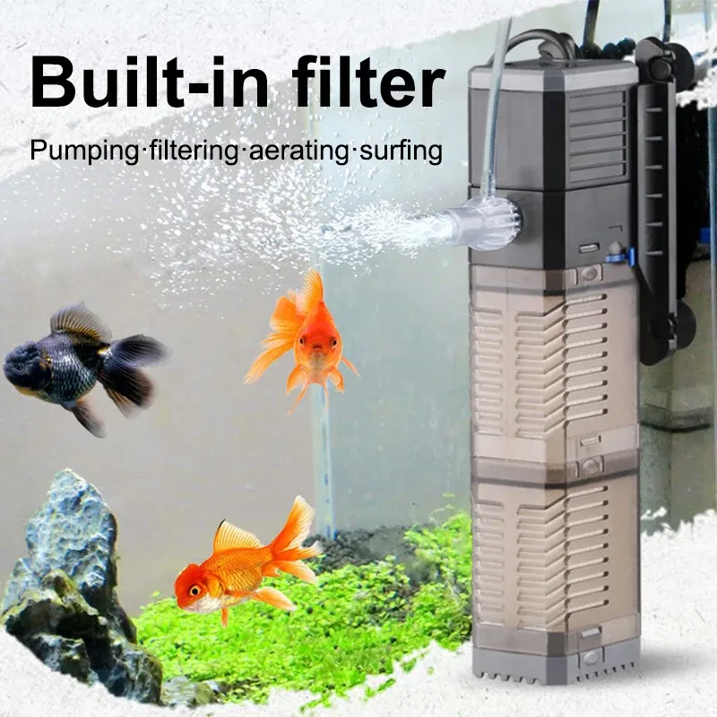 Accessoires Pompe de filtre d'aquarium Super 4 dans 1 Tapis à poisson submersible Air Oxygène Circulation interne Pompe de poisson ornemental Pompe