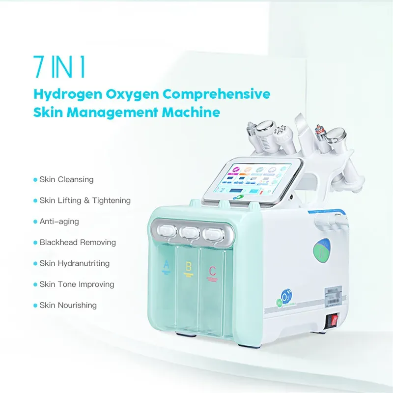 Beauty Equipment 7 in 1 Pro Hydrogen Oxygen Small Bubble Facial Beauty Machine H2O2 Hydro Dermabrasion Rejuvenation Tightening Skin Care Face Spa Beauty instrument