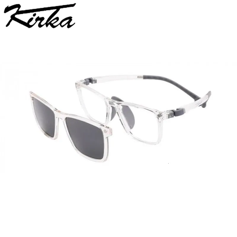 Kirka Tr90 Clip-on Sunglasses For Kids Couleur solide Glêmes de soleil magnétique Lunettes polarisées Polarized Brand Brand Design 240412