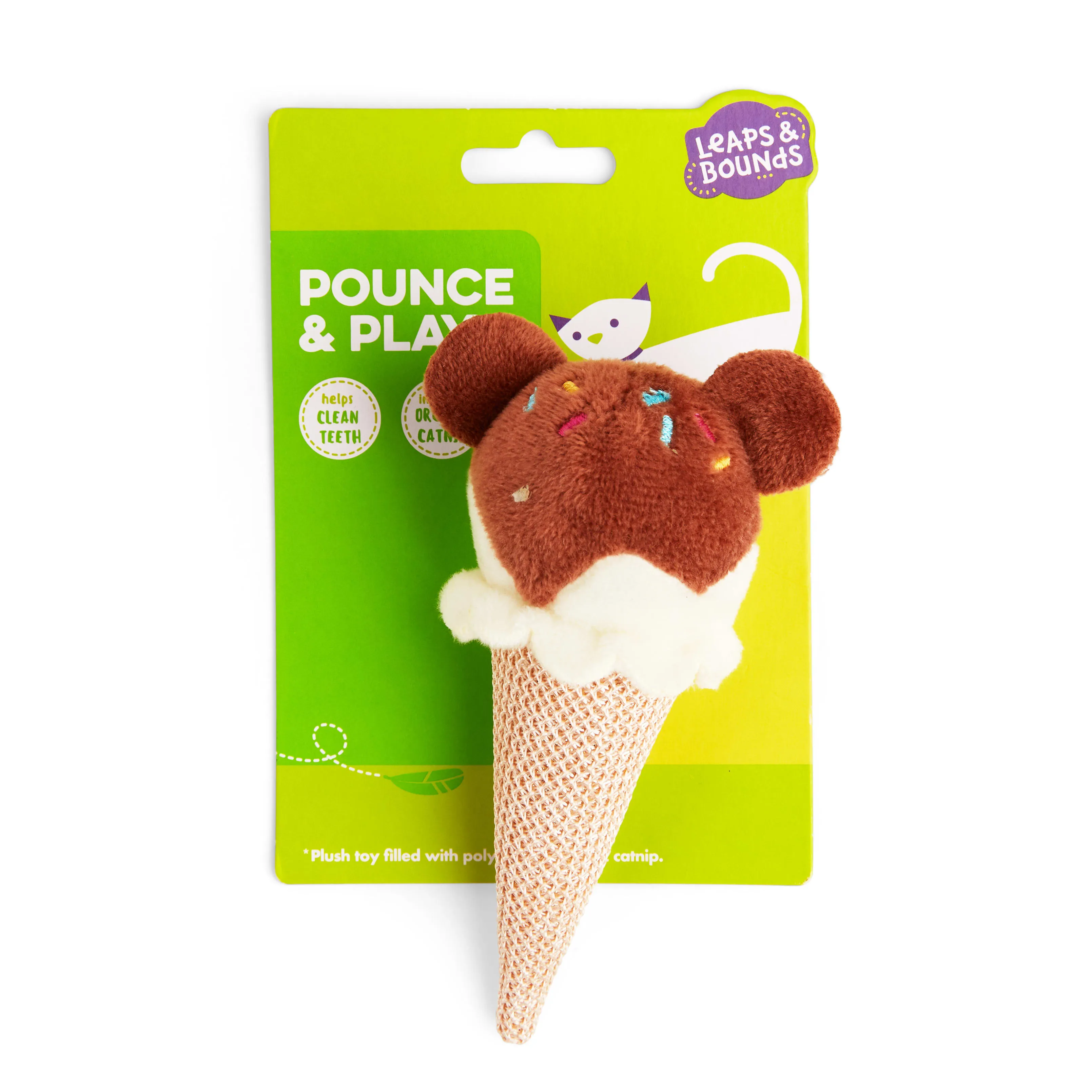 Multipet Catnip Ice Cream Cone Cat Toys – Lot Of 3 Plush 3-Inch Toys (Colors May Vary)