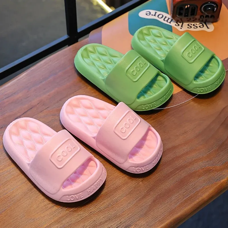 2024 Summer Aged 412 Children Slippers Lithe Sandal For Boys Girl Slides Soft Sole Mule Nonslip Flip Flops Home Kids Shoes 240410