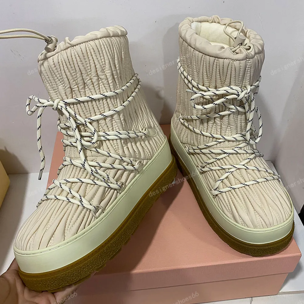 Shearling Snow Ski Booties, Designer Winter Boots with Fleece Lining, Non-Slip Platform, Rubber Sole, Fleece Insole for Warmth, Draw Rope, 42 35 Shearling Snow Ski Booties, Designer Winter Boots with Fleece Lining, Non-Slip Platform, Rubber Sole, Fleece Insole for Warmth, Draw Rope, 42 35