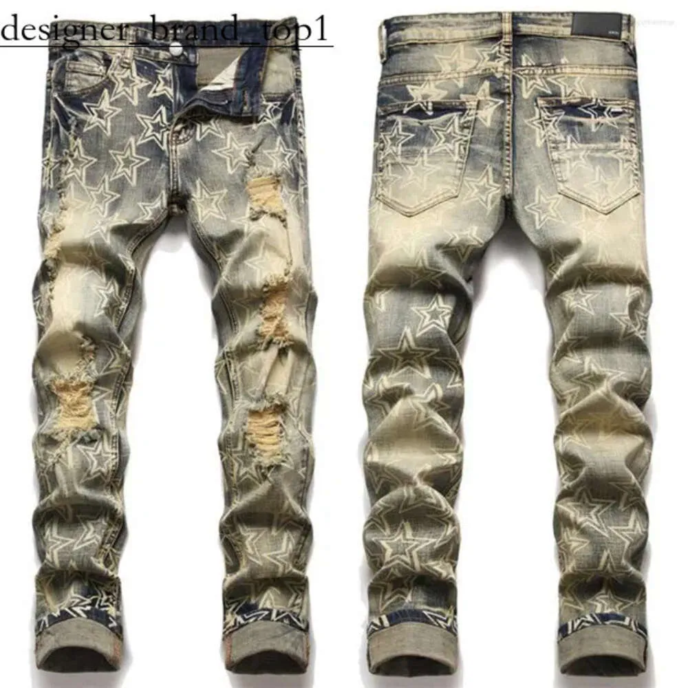 Amirir Jeans Designer de luxe de haute qualité Ksubi Jeans Street Trendy Rock Amirir Jeans Men Motocycle Broidered Denim Pantal