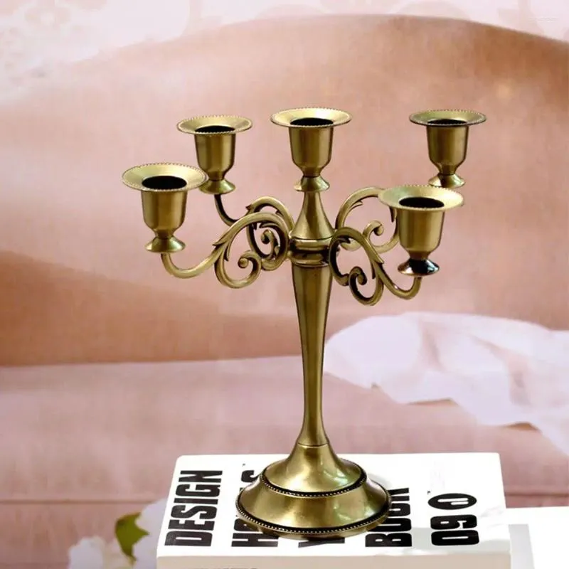 Świece Ozdoba stacjonarna Wystrój domu w stylu europejskim Metal Candelabra 5 Ramion Candlestick Holder