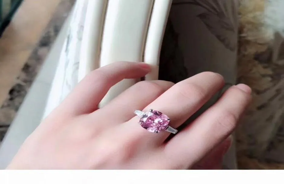 S925 Pure Srebrna najwyższej jakości Paris Design Pierścień Kobiety z różowym diamentem Urok znaczków Dekorat w 68 US Kobiet Biżuteria Prezent PS61419375