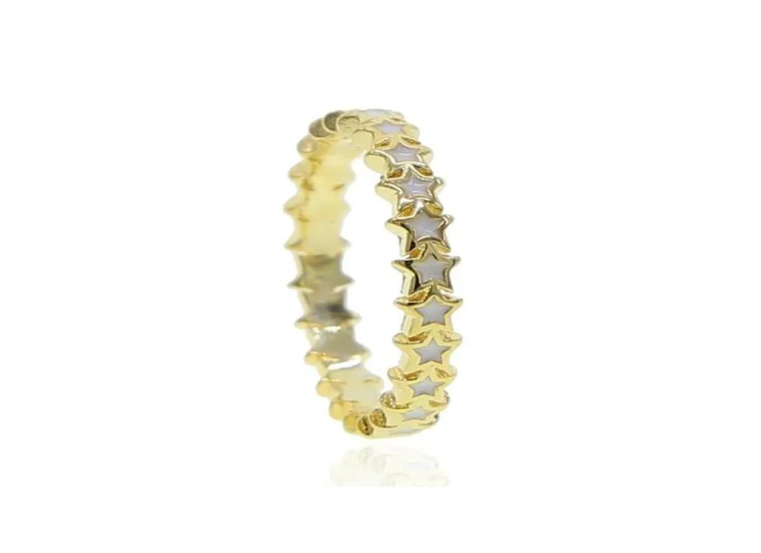 Anello di colore bianco a color bianco piena di oro minimo Fashi