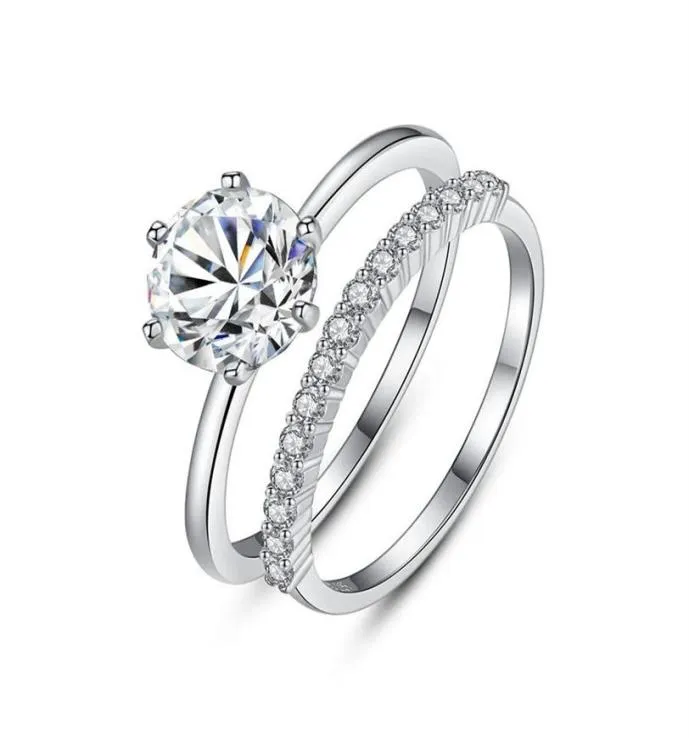 Fête de mariage de luxe Shiny Gemstone Set Ring Women Jewelry Fashion Charming Lady Microinlay Zircon Fine Ring Valentine039s Jour 2576360