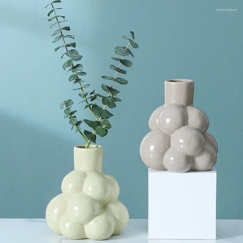 Wazony ceramiczna dekoracja artefaktu nowoczesne domy miękki twórczy winogrono kolorowy glazura małego wazonu aranżer kwiatów