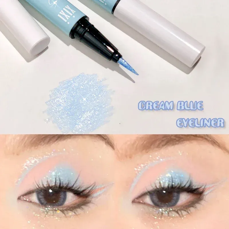 Eyeliner bebê azul glitter delineador caneta galáxia martelas marcador de seda lápis de lama de seda