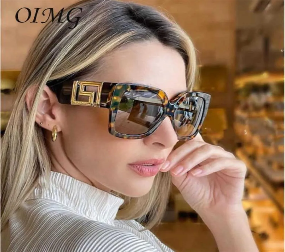 Solglasögon överdimensionerade fyrkantiga solglasögon kvinnor 2021 Ny mode trendig vintage brun gradient svart lyx varumärke damer glasögon uv403127430
