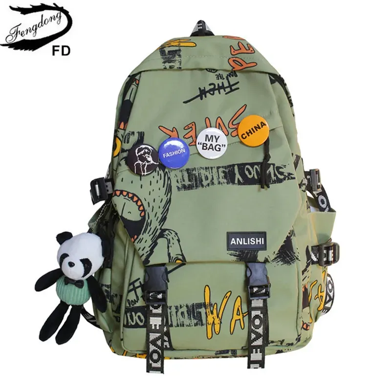 Taschen Fengdong School -Rucksack für Teenager Cool School Bag College Student Rucksack Großkapazität Schoolbag für Jungen süße Puppe