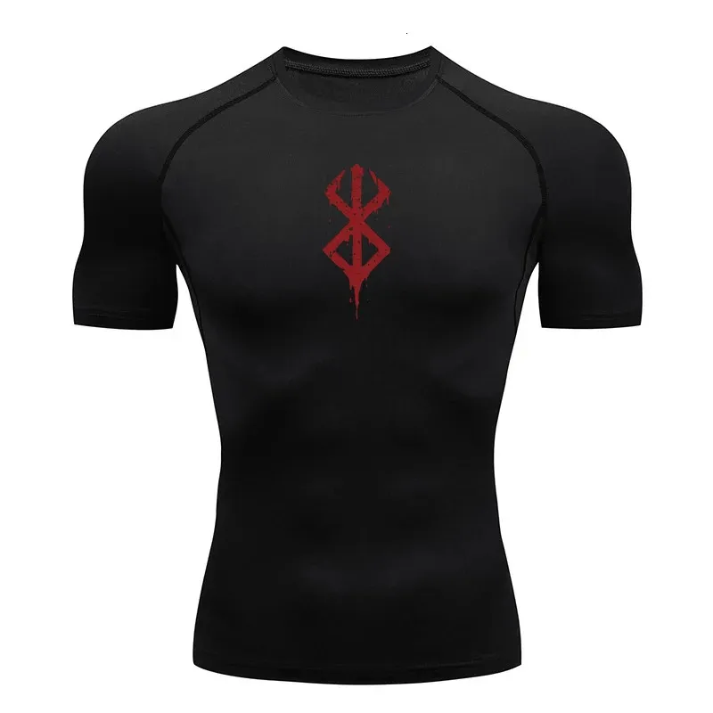 Anime Mens Compression Shirt Fitness Sport Running Tight Gym TShirts Athletic Workout Quick Dry Tops Tee Summer 240419