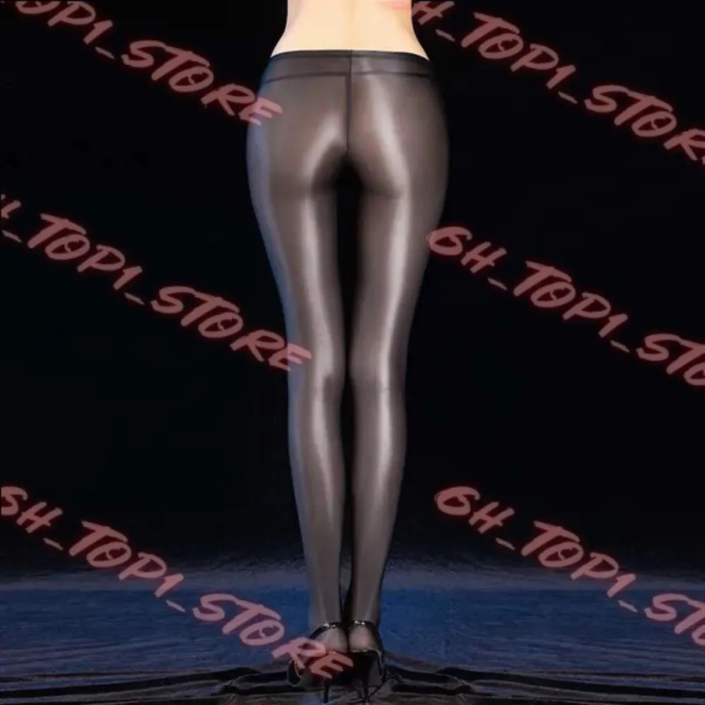 Women Socks Glossy Women's Sexy Sheer Open Crotch Pantyhose Shiny See Through Tights Stockings Black Dance DS Club Medias De Mujer 903