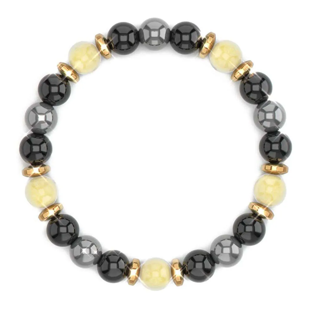 geomancy accessory Yellowcrystal Tiger Eye Feng Shui Obsidian Men's and Women's Treasure Hematite Mineral Mat Wealth Luck Bracelet