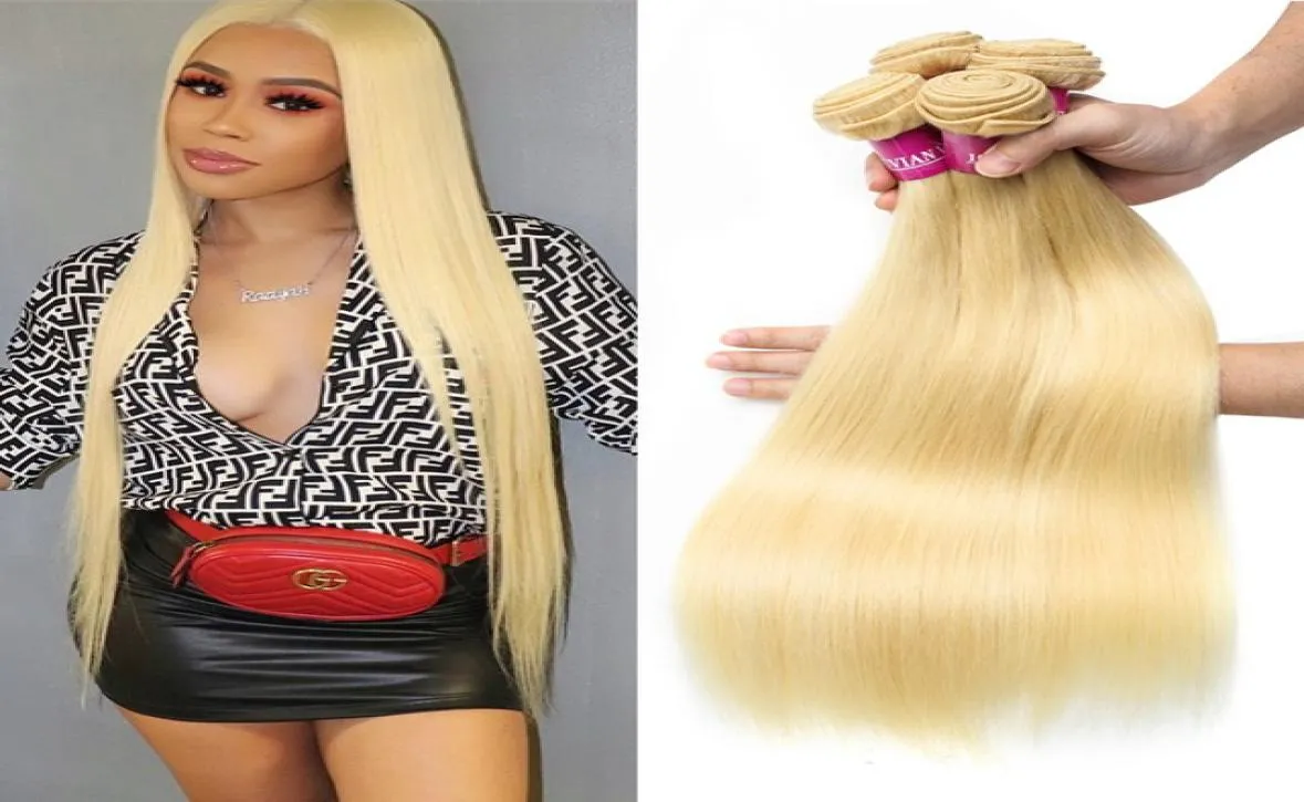 Lucky Queen Brazilian Straight Hair Blonde Bundles Weave 134 PC Blonde Full 613 Color Remy 100 Human Hair Extensions 1030 Inch6752192