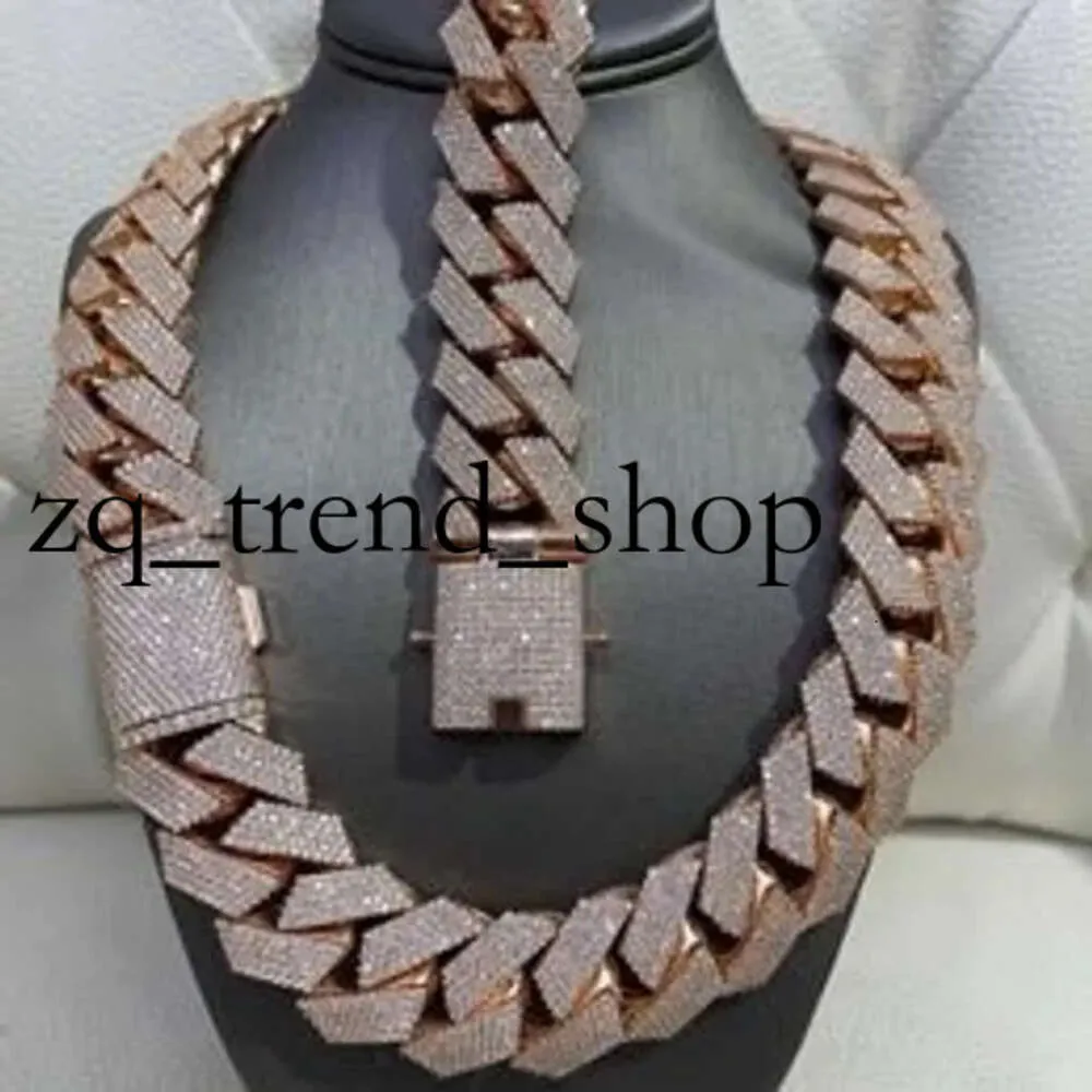 Pendanthalsband Hip Hop Rapper Cuban Chain 925 Silver 25mm Wide 4 Rows VVS Moissanite Full Iced Out Cuban Link Chain Necklace 684
