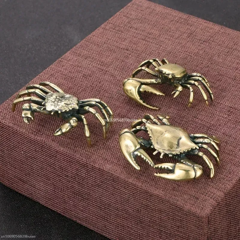 Pure Brass Crab Figurines Animal Statue Miniatures Copper Ornaments Home Office Desk Decoration Crafts Decor Nordic 1pcs 240418