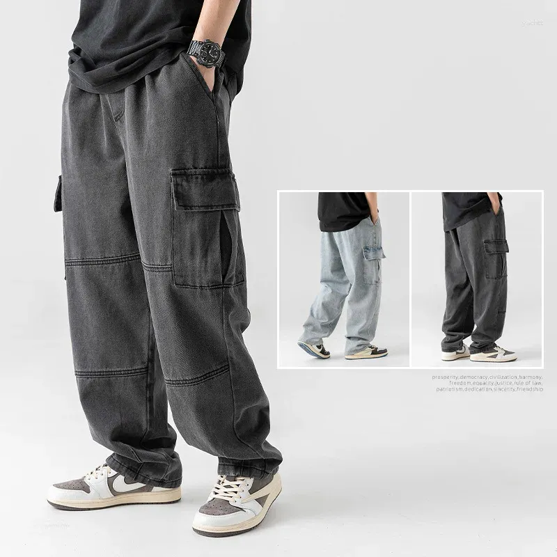 Men's Jeans Man's Cargo Pants Men Oversize Outdoor Casual Trousers Multi Pocket Pure Cotton Wide Leg Streetwear Hip Hop Clothing