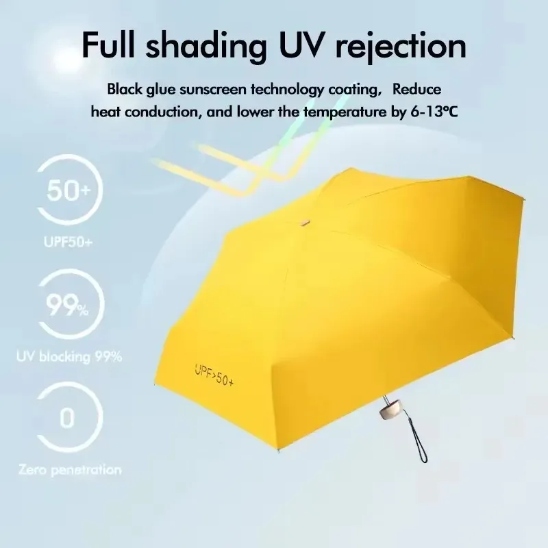 NOUVEAU 2024 55% de réduction sur Mini Soleil Umbrel Small Pocket Pocker Rain Umbrel en vinyle pliant UV Ultraviolet Protection du soleil Capsule de parasol de poche