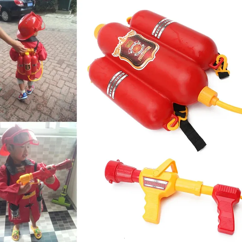 Water Gun Kids speelgoed Grote rugzak Water Gun Fireman Blaster Summer Beach Pool Outdoor Games blusser Soaker Children cadeau 240416