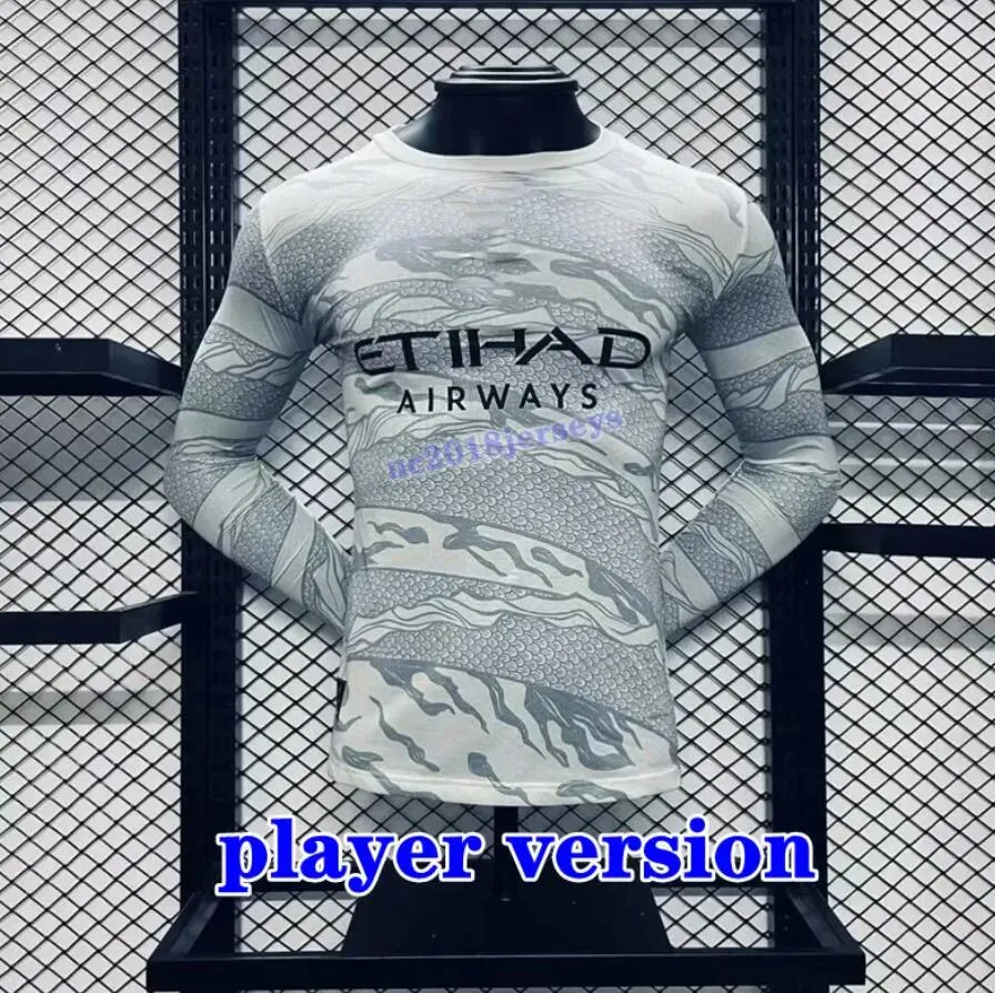 À manches longues 2023/24 Haaland Soccer Jersey 2024 Nouvel An chinois Dragon Alvarez Bernardo Men Rodrigo Football Shirt Player Version