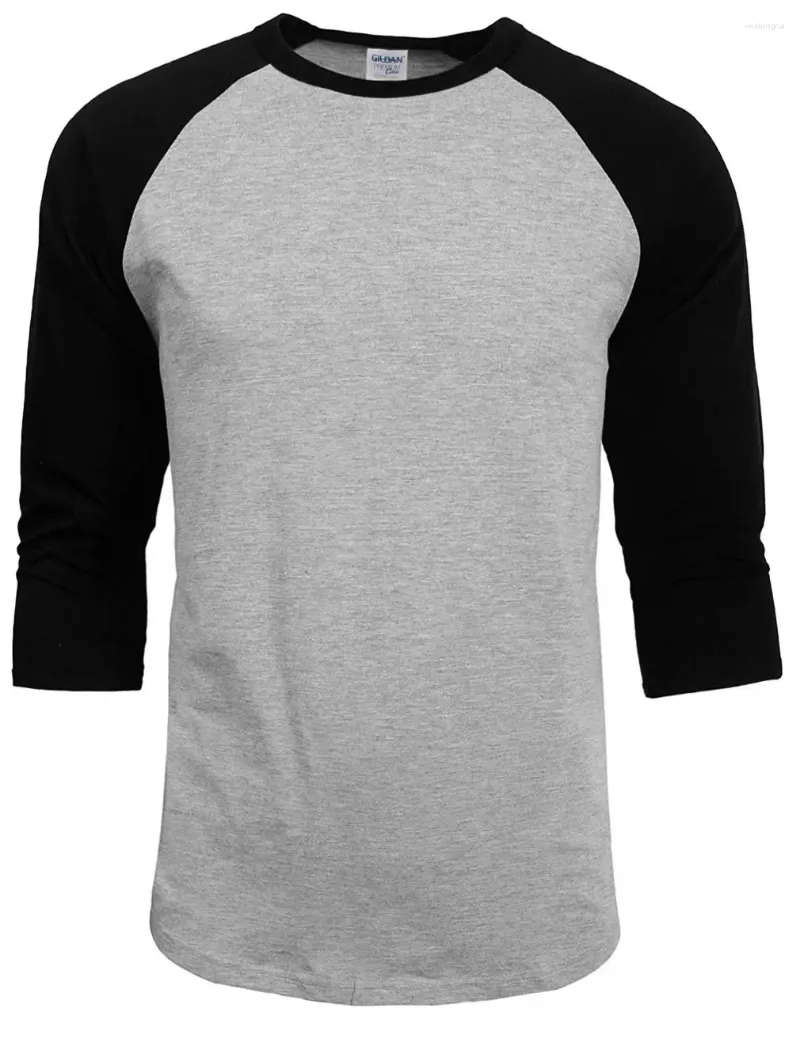 Herenpakken b1820 mode 2024 zomer herfst heren o-neck cotton t-shirt casual 3/4 mouw t-shirt raglan jersey shirt