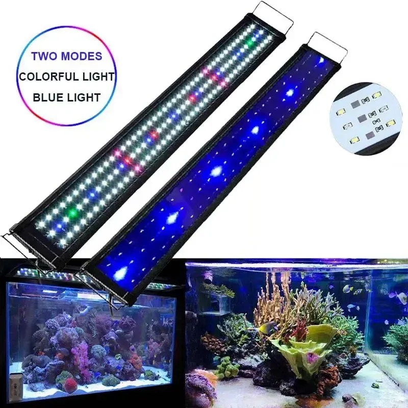 Aquariums 30110cm LED Aquarium Light MultiColor Full Spectrum Super Slim Fish Tank Aquatic Plant Marine Grow Lighting Lamp EU Plug