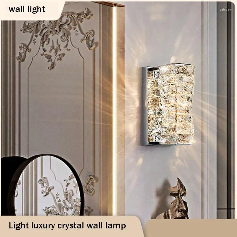 Wall Lamp Light Luxury Crystal Living Room Bedroom Golden Night Model El Villa LED Ceiling Decor Applique