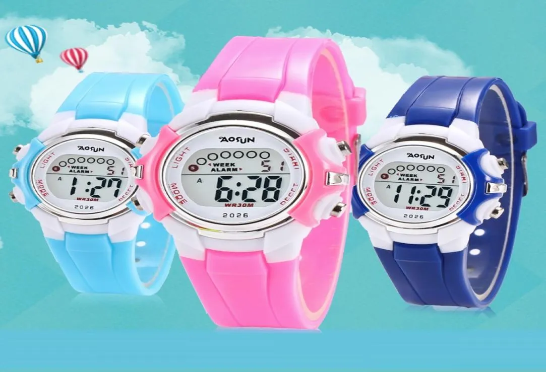 waterproof design kids children boys girls outdoor sport digital light up watches whole fashion students leisure gift electron7610197