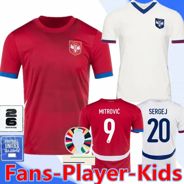 2024/25 Serbia Us Soccer Kit Featuring Milivojevic, MITROVIC, TADIC Home Red/Away White Football