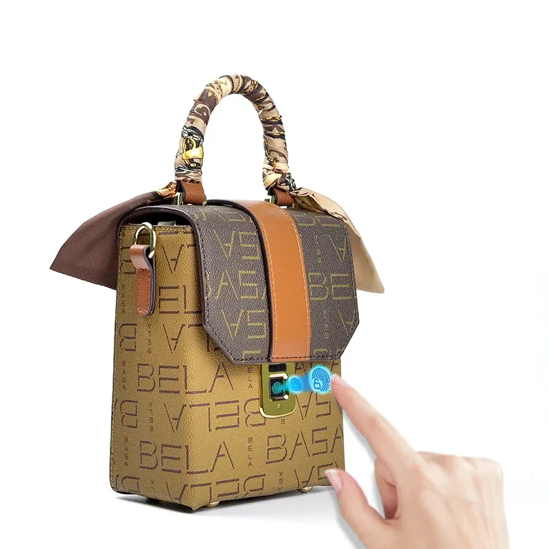 Bolsas para mujeres bolsas de bloqueo de huellas dactilares para bolsos de cuero de dama billeteras de dinero largas bolsas móviles bolsas de mensajería antitheft cerrador