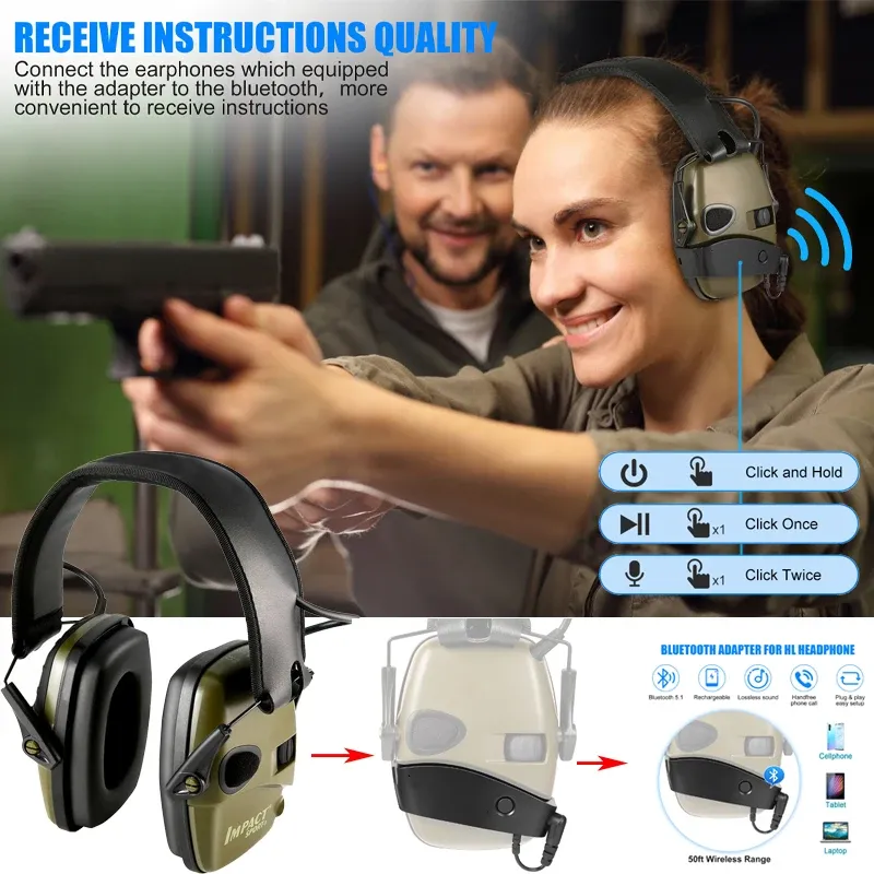 アクセサリー電子射撃耳保護音の増幅アンティノイズイヤマ狩り耳のディフェンダー聴覚btアダプターを追加することができます