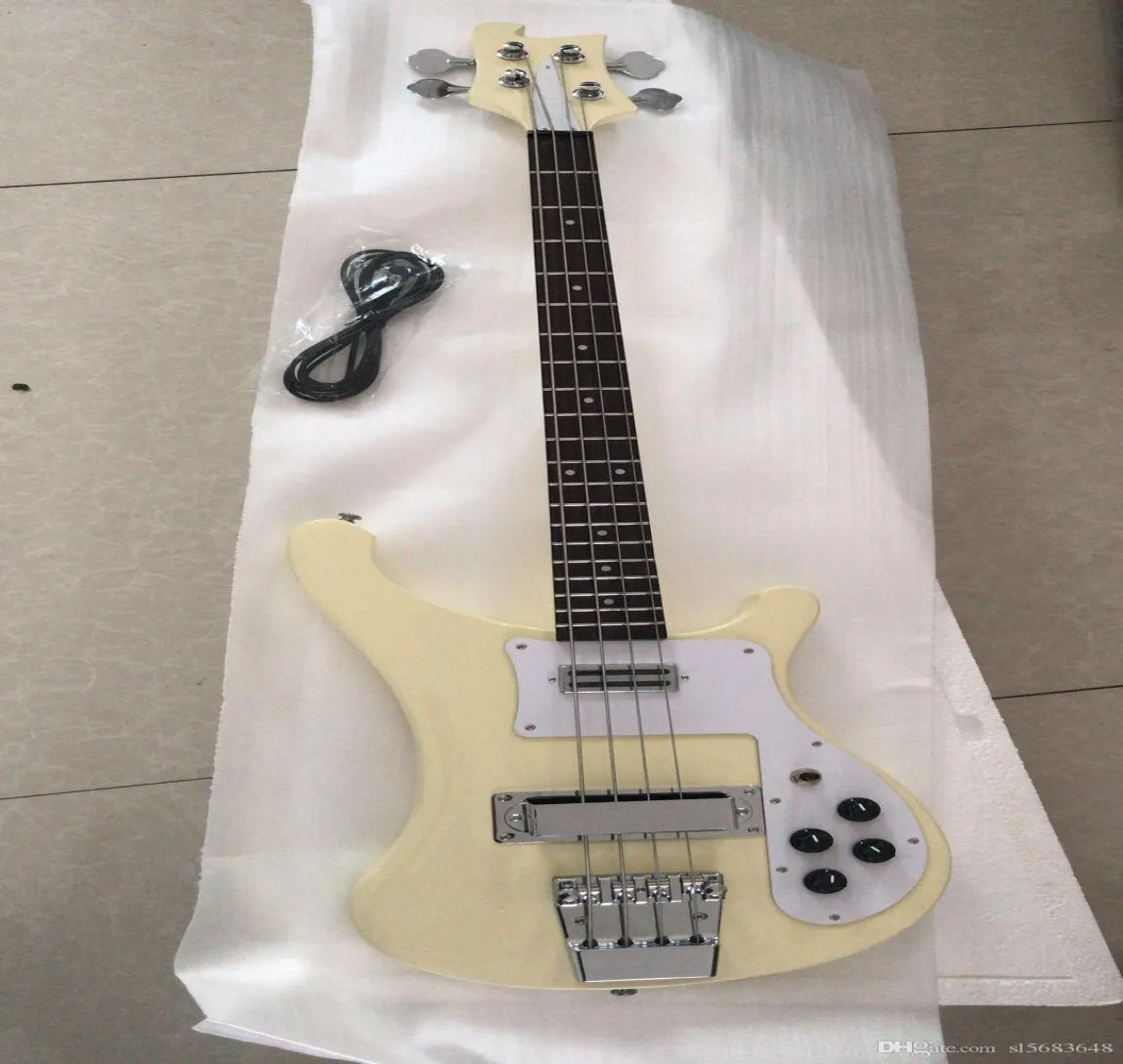 В целом высококачественный бас 4 струны богатый 4003 Электрическая басовая гитара в кремовой желтой белой пищи1802259789838