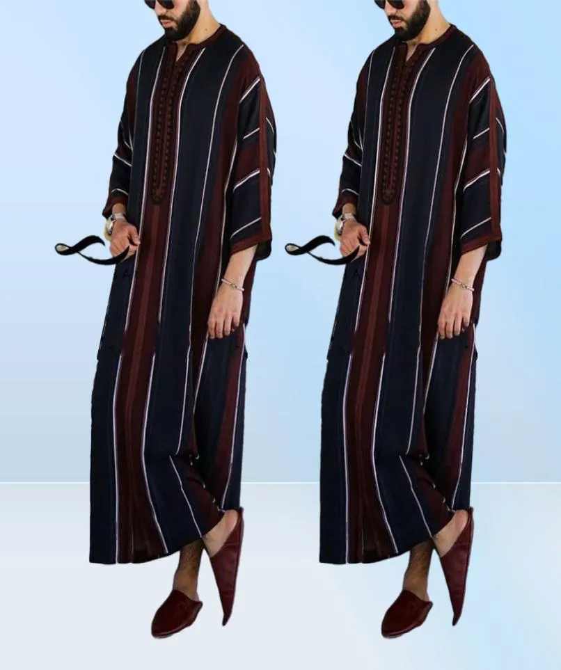 Ropa étnica 2022 Eid Ramadan Vestido Moda Moda Manlim Man Caftán Casual Casual Abaya Men Modest Juvenil Bitas Qamis Homme ISL482262