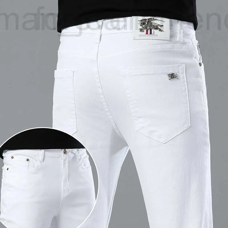 Mäns jeansdesigner Strikt urval av Spring Thin Korean Edition Slim Fit European Pure White Fashion Märke X1MJ MZ2A