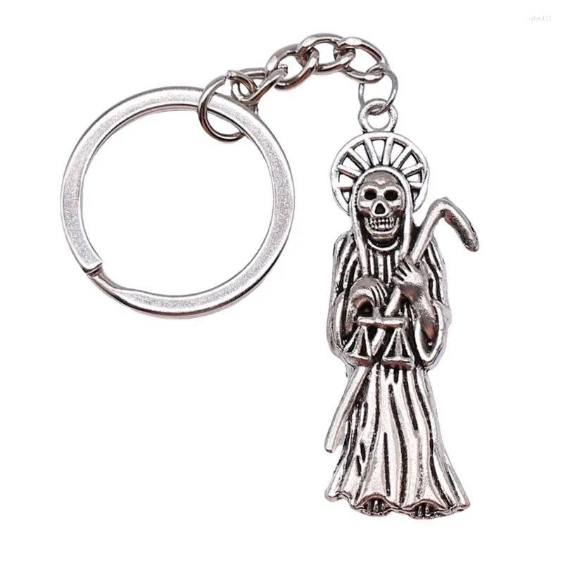 Keychains 1pcs Death Skull Keychain For Car Keys Pendant Jewelry Supplies Ring Size 28mm