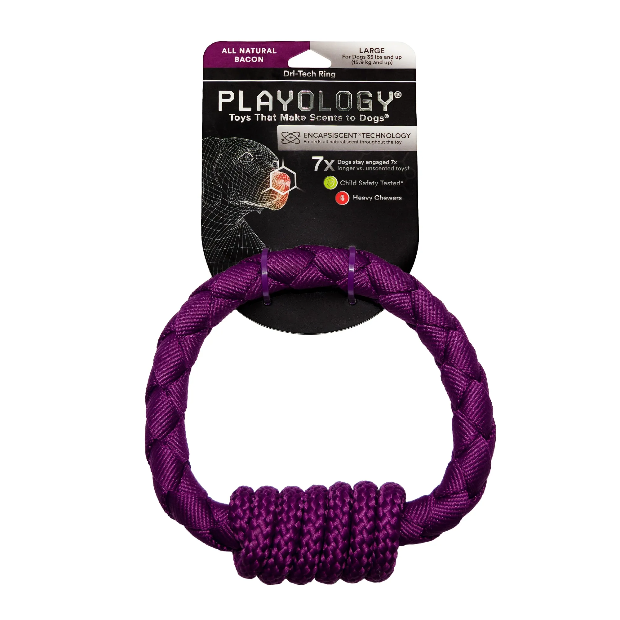 Large Durable Dog Ring Toy with Bacon Scent Perfect for Active