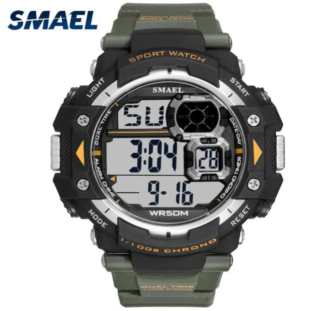 Zegarek zegarków cyfrowe zegarki cyfrowe marka Smael LED Watch Watch Big Tar Alarm Sport Waterproof1379B Army wojskowa 4057654