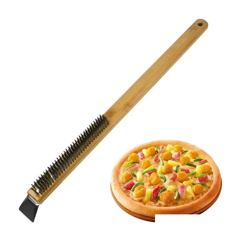 Bbq Tools Accessories Oven Brush Wire Pizza Stone Cleaning Brushes With Scraper Grill Drop Delivery Home Garden Patio Lawn Outdoor Dhgvw