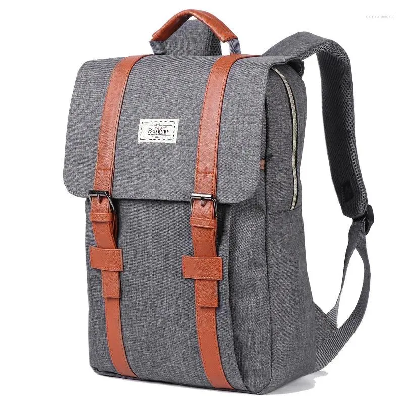 Sac à dos 2024 Sacs d'école en toile Vintage Femmes pour adolescents filles garçons de grande capacité ordinateur portable Men de mode gris