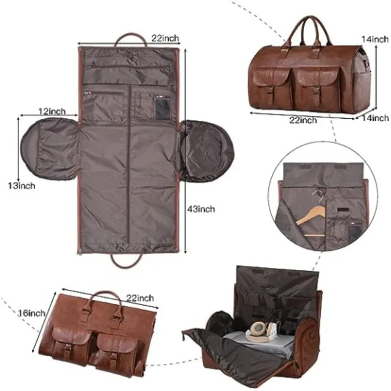 Väskor transporterar plaggväska stor duffel väska kostym rese väska på väska flygväska med sko påse för män kvinnor