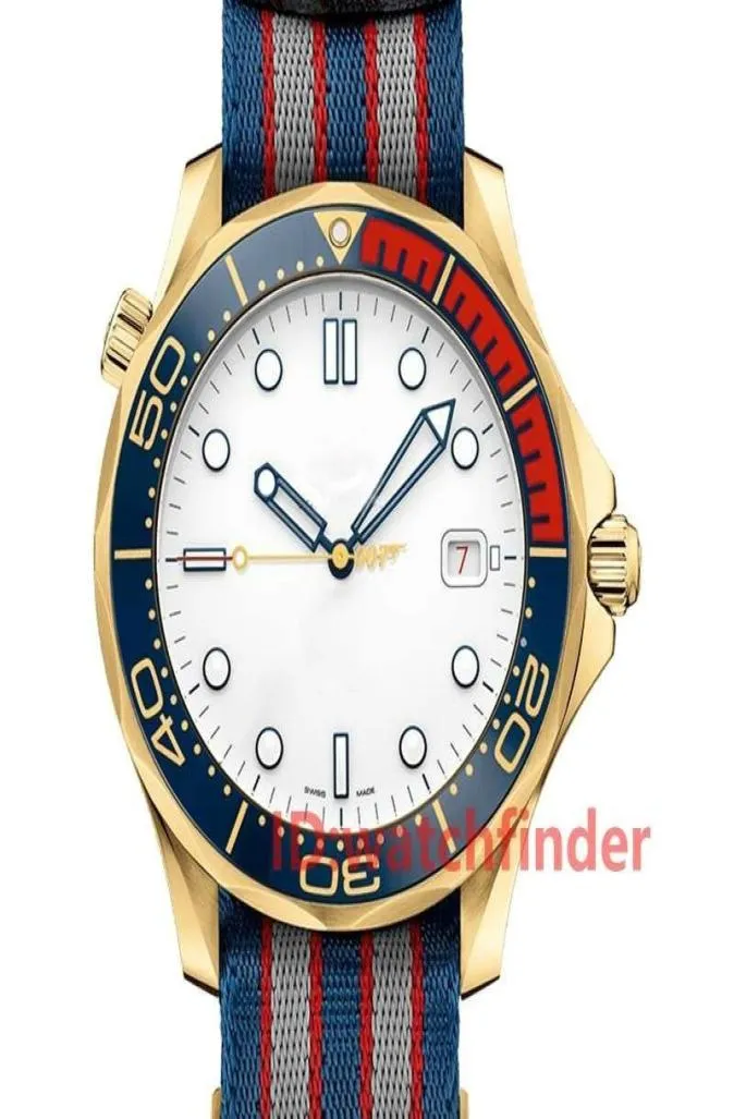 Luxury Gold Nano Strap Stanless Limited Edition Movimento 007 Aço Diver 300m Designer de homens Automático Relógio Men Wristwatches Watc8445599