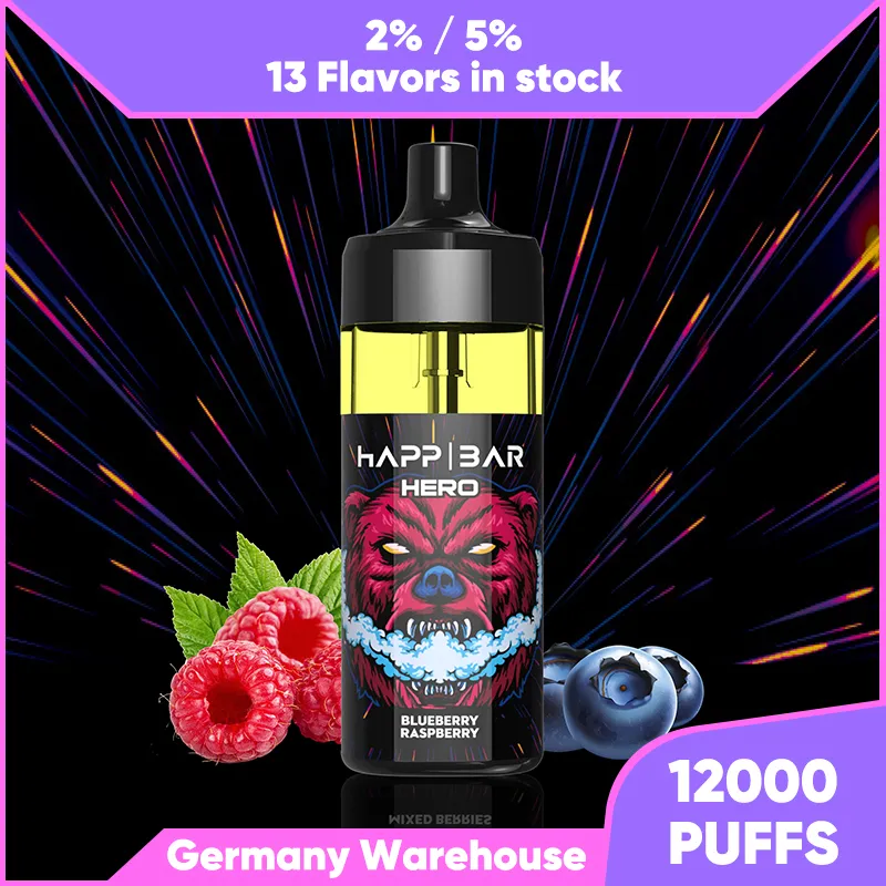 Original HAPP BAR HERO puff 12000 Disposable Vape pen Pod Device puff  12K/10K/9K Rechargeable e cigarette
