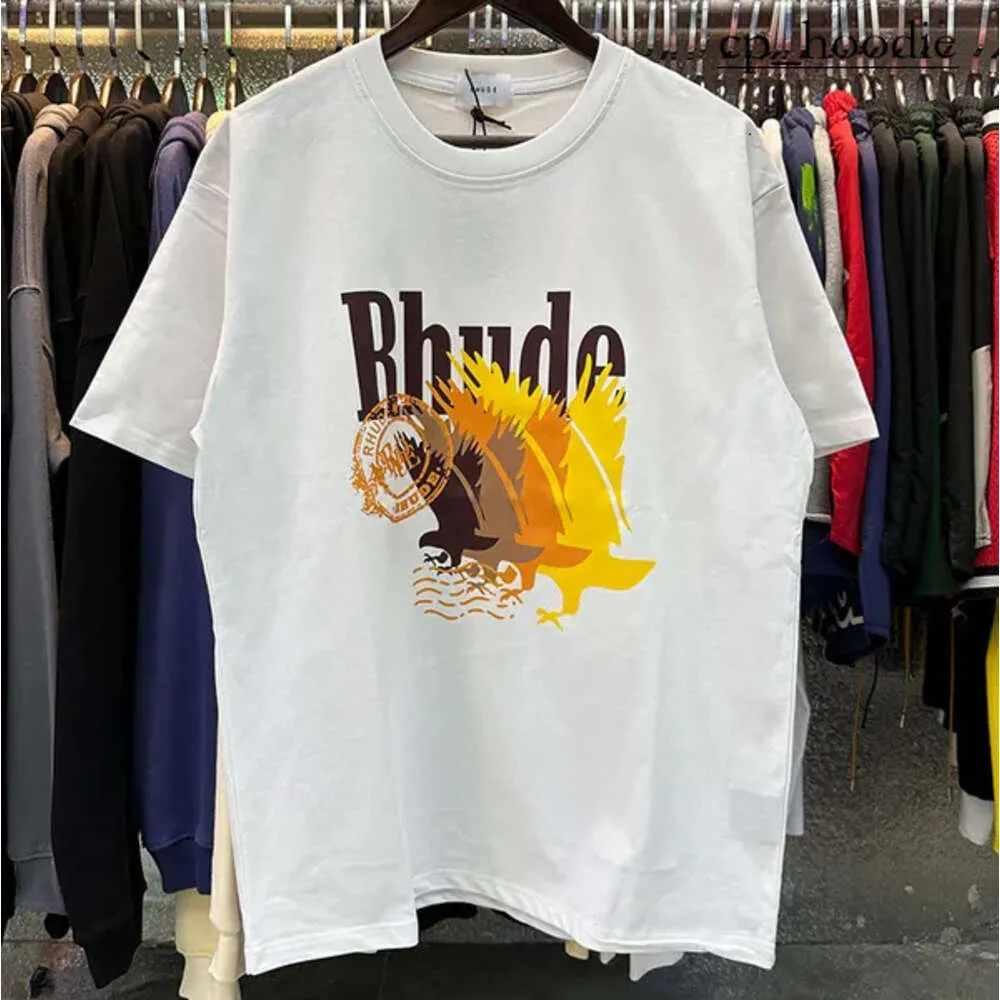 Rhude Hip Hop streetwear berömd designer mens t shirt mode rhude skjorta hög kvalitet kort ärm grafisk tryckt kläder snabb torr rhude skjorta polo t shirt 6373