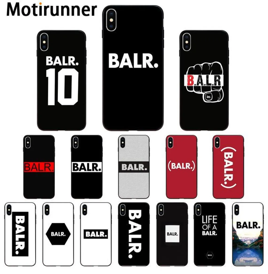 Motirunner Street Brand Balr Logo TPU Soft Silikonowe okładka telefoniczna dla iPhone 11 Pro XS Max 8 7 6s Plus x 5 5S SE XR Cover7793993